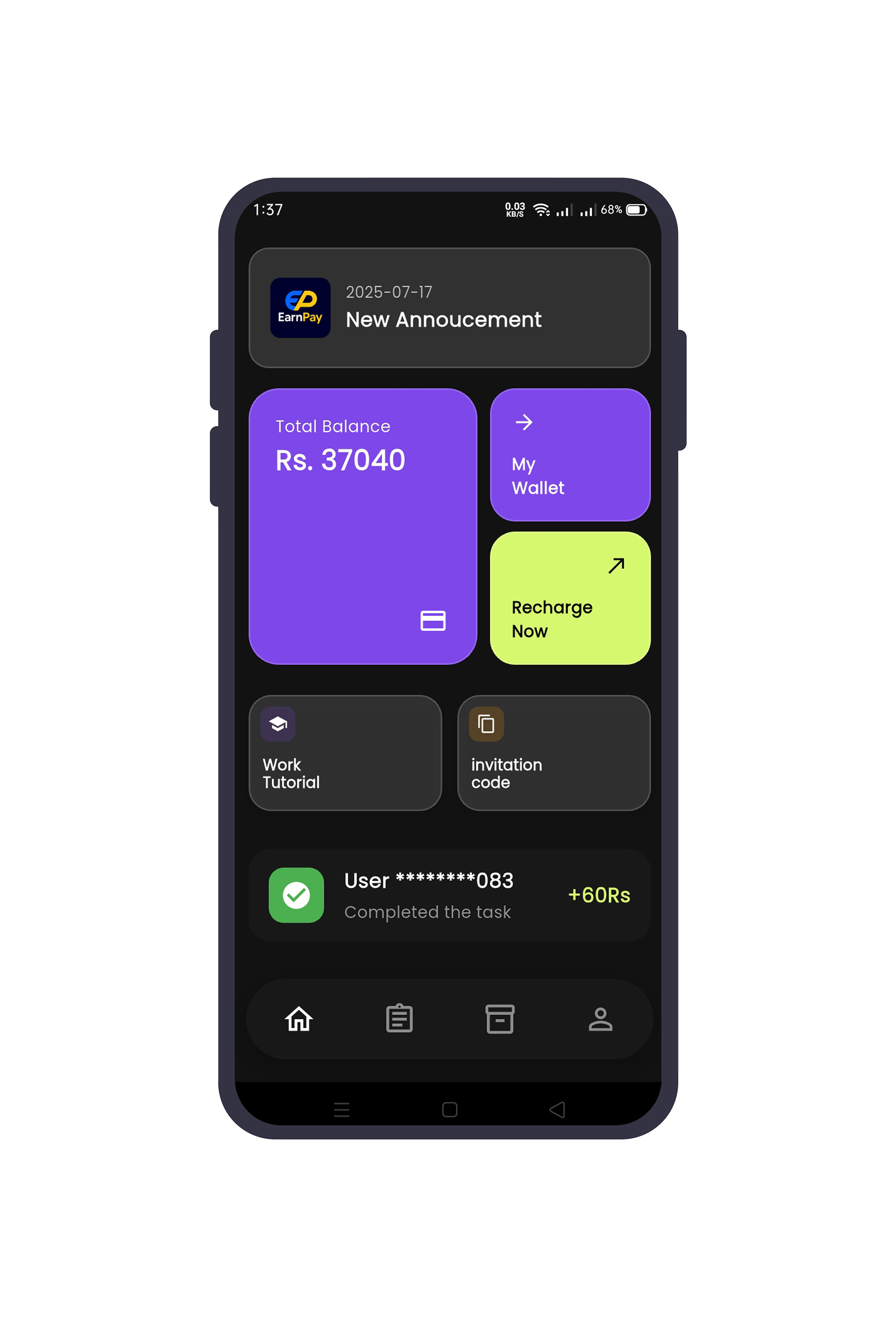 EarnPay App Screen 1